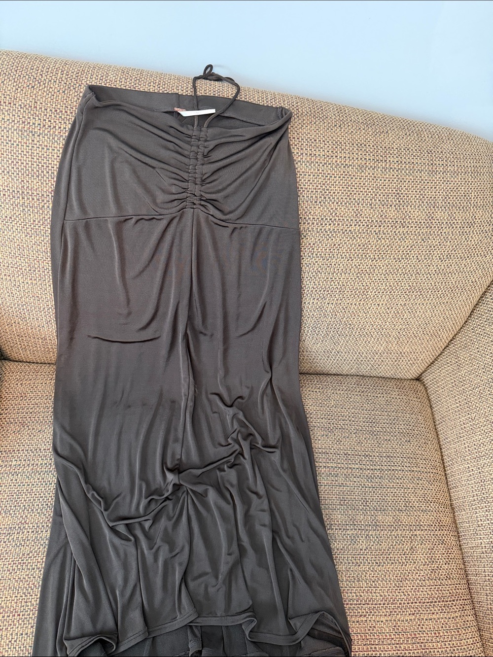 Free People Black Ruched Maxi Skirt